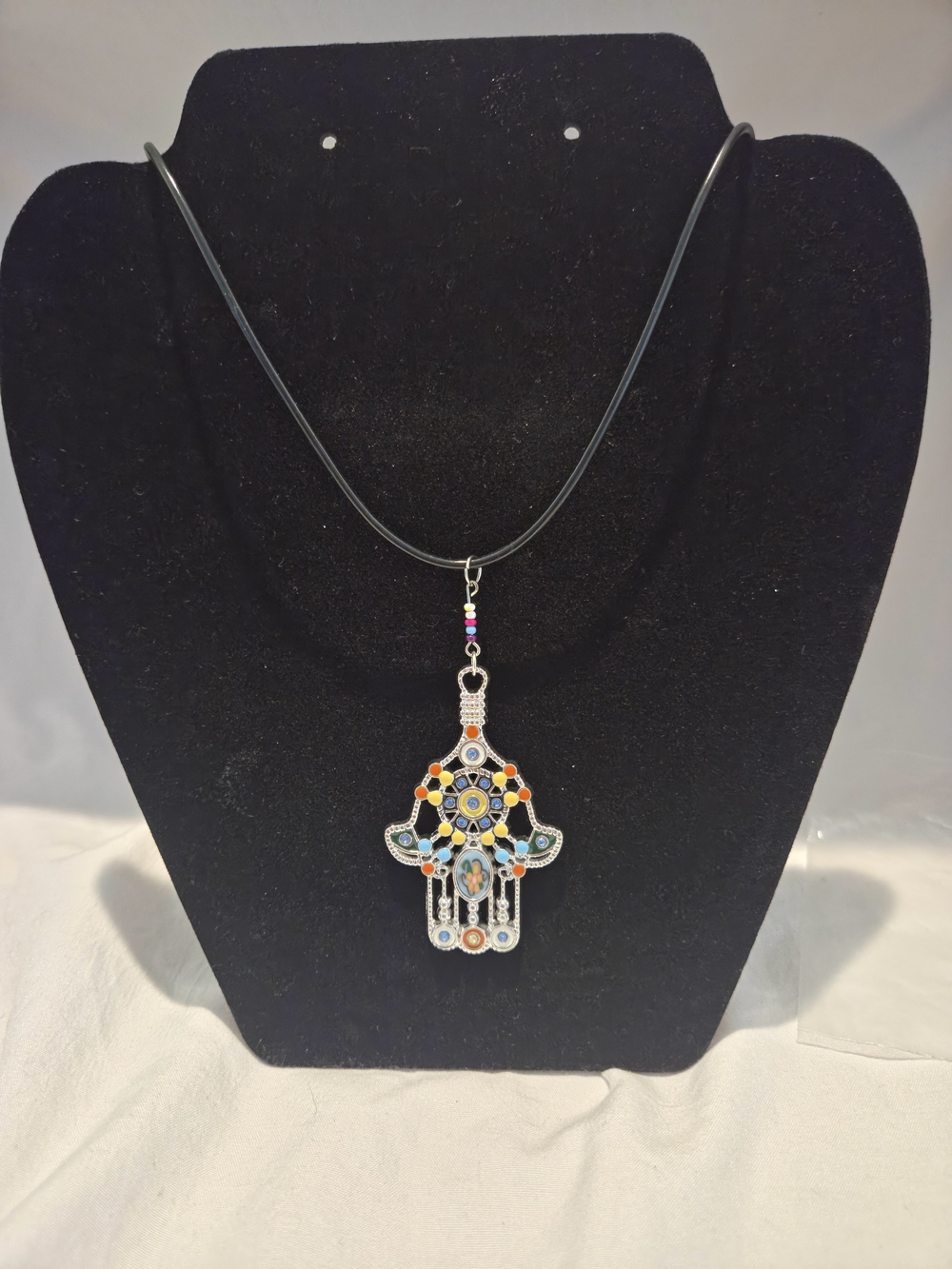 Colorful Hamsa Hand Pendant Necklace in Multicolor
